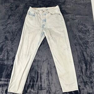 Levi's 501 Premium Jeans Womens W28‎ L29 Light Wash Bleached Straight Leg Denim
